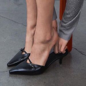 Zara Leather Mules with Buckles in black